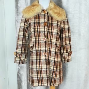 VTG Couture GIGLI Fur Lined Tartan Coat, Size M